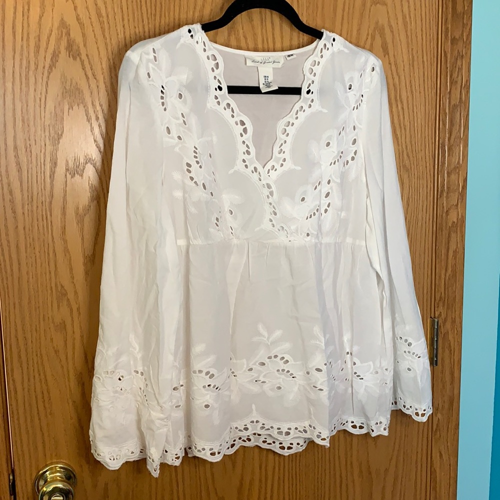 White flowy detailed top